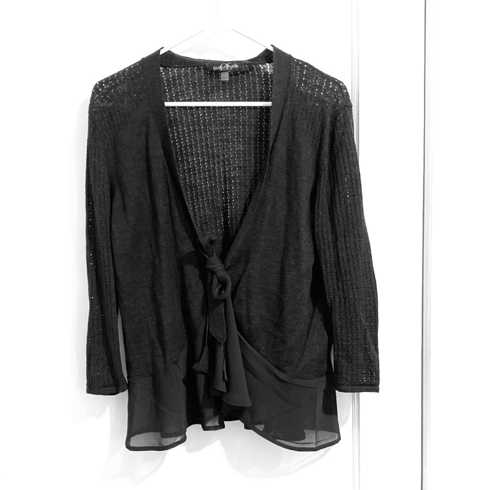 Black Sheer Cardigan with Tie